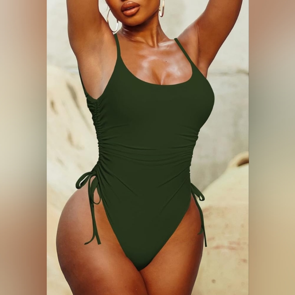 Womens One Piece Swimsuit Ruched High Cut Tummy Control Bathing Suit